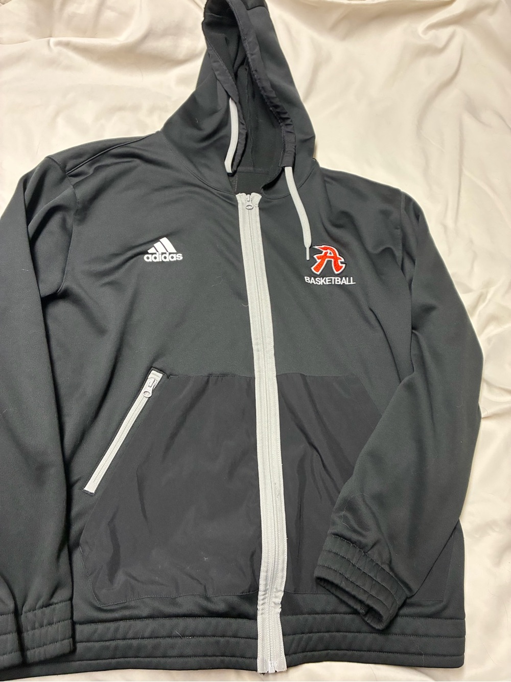 Adidas Basketball Full Zip Hoodie Jacket Black Men’s 2XL Warm Up A Logo